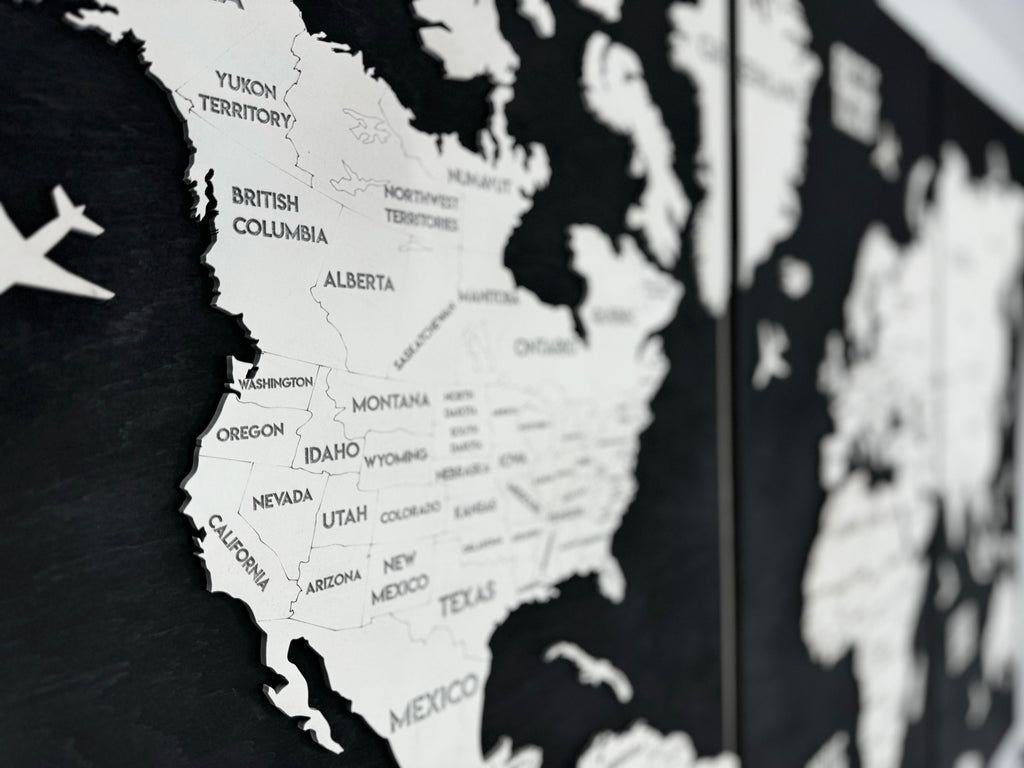 Wooden World Map Panel 5 for Wall with LED Lighting — buy | FACTURA