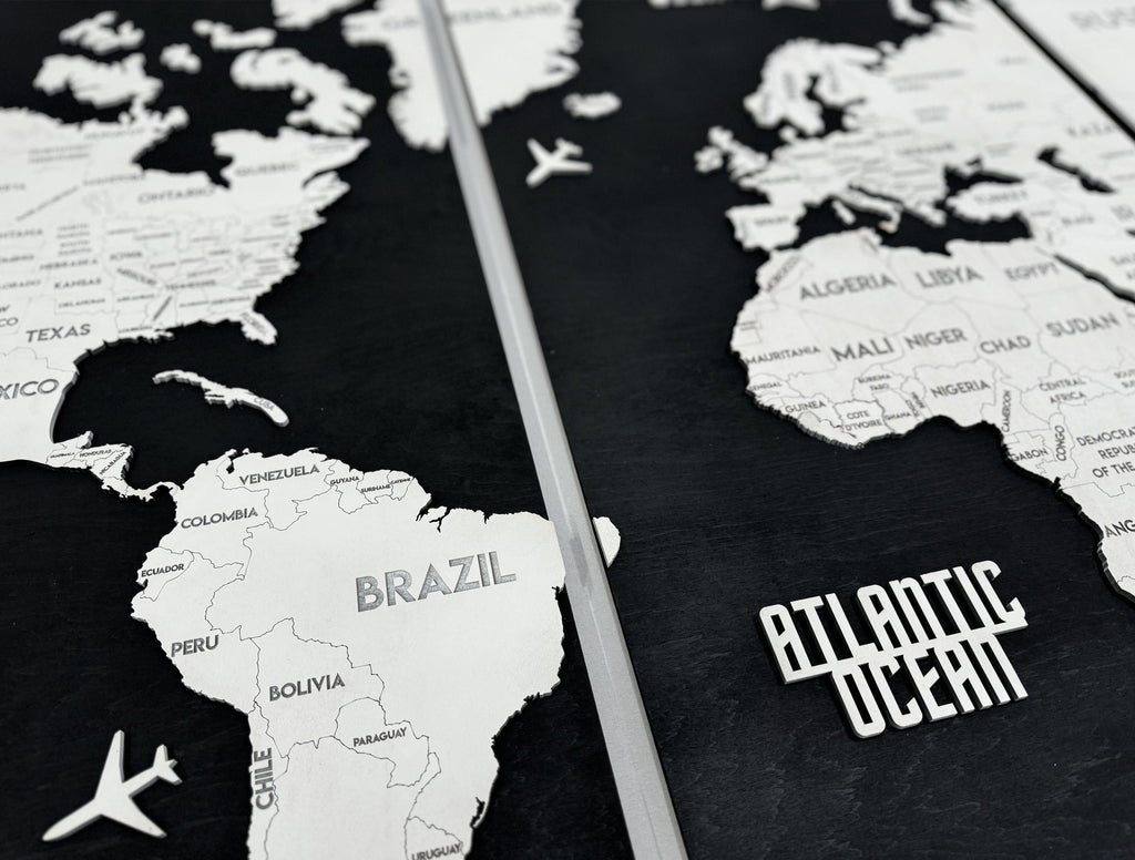 Wooden World Map Panel 5 for Wall with LED Lighting — buy | FACTURA