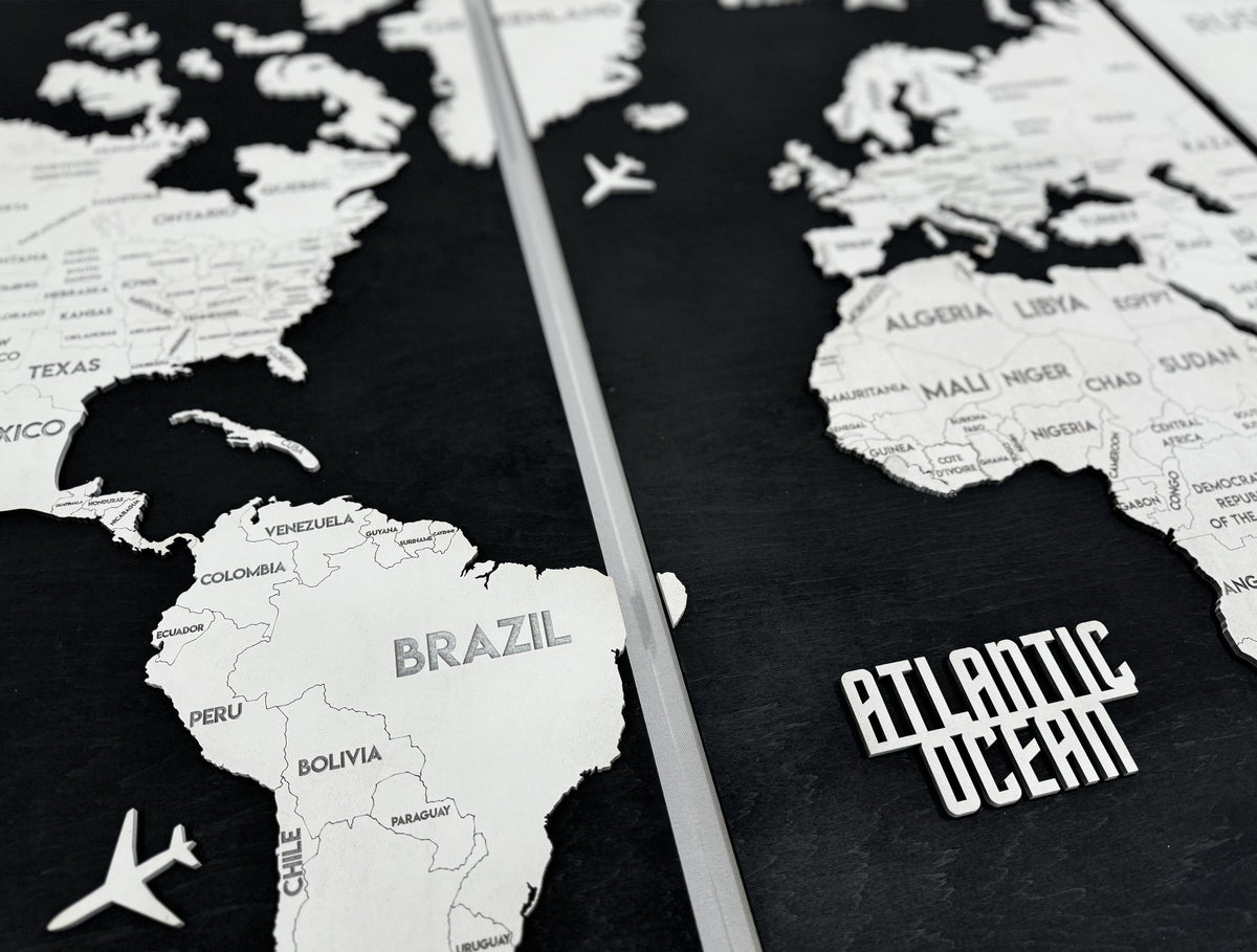 Wooden World Map Panel 5 for Wall with LED Lighting — buy | FACTURA