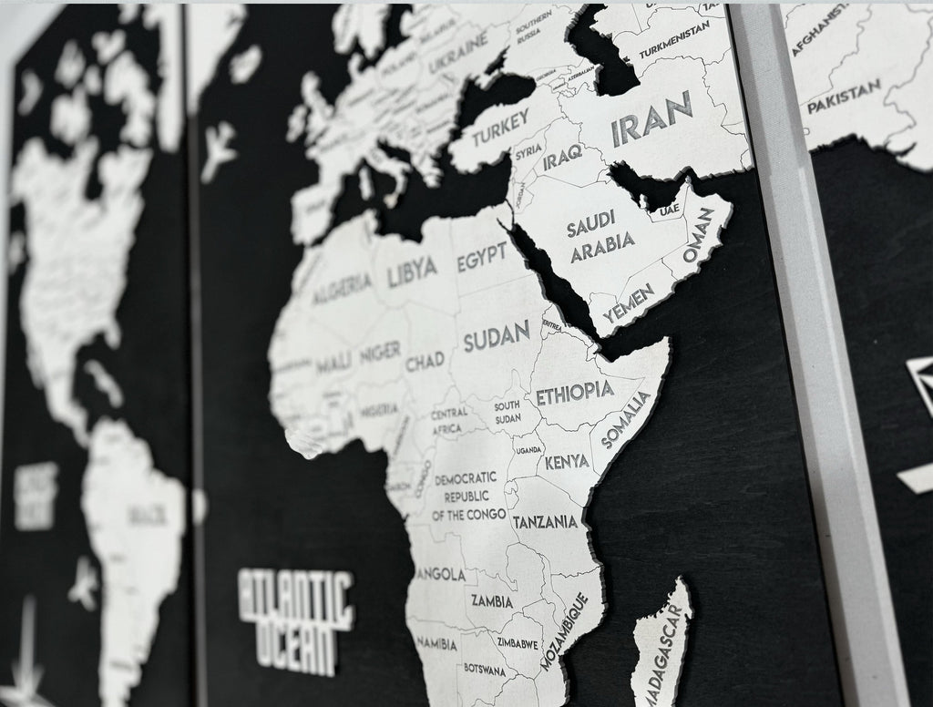 Wooden World Map Panel 5 for Wall with LED Lighting — buy | FACTURA