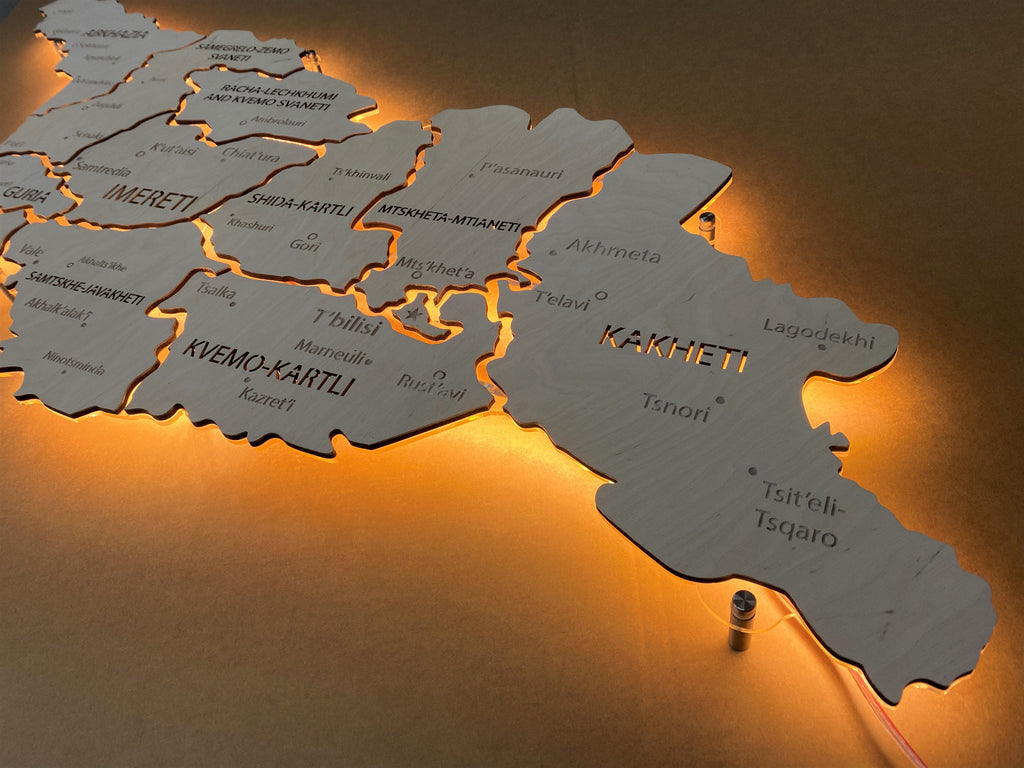 Georgia LED map on acrylic glass with backlighting between regions color White — buy | FACTURA