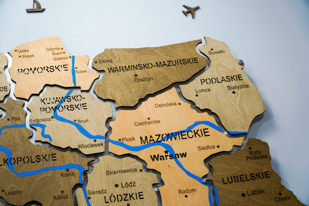 Poland LED map on acrylic with backlighting between regions color Light Tree — buy | FACTURA