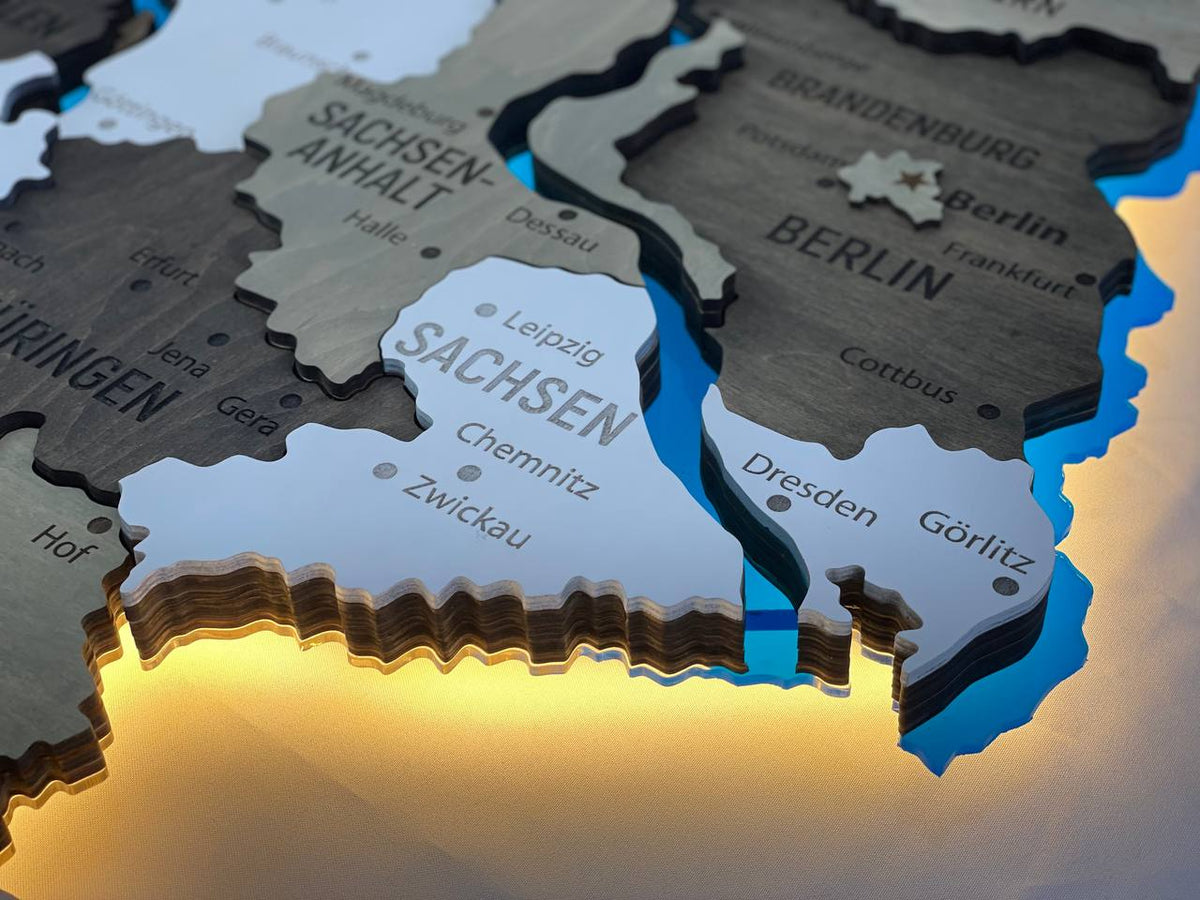 Acrylic Map of Germany with Rivers Black&White Color — buy | FACTURA