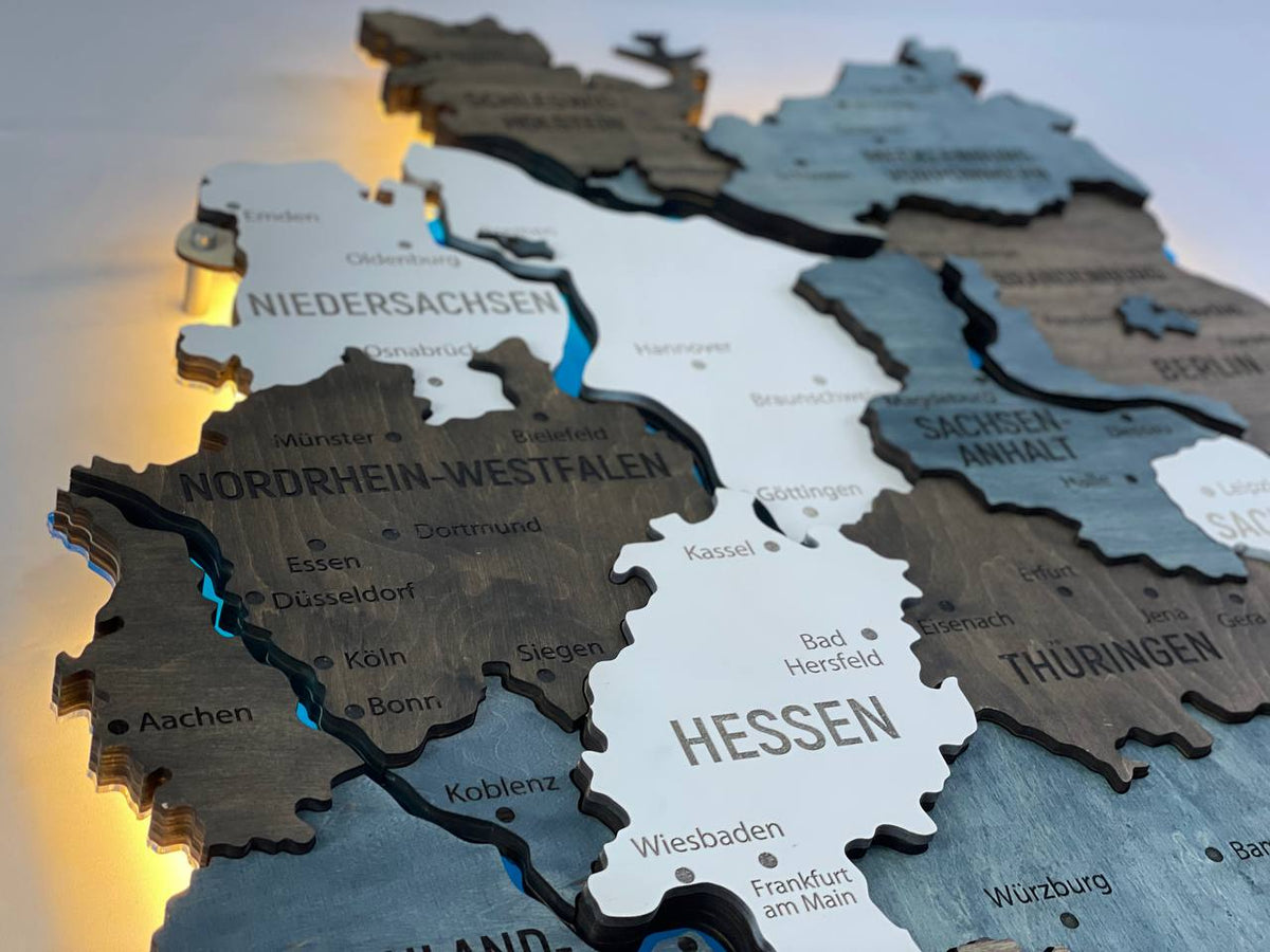 Acrylic Map of Germany with Rivers Loft Color — buy | FACTURA