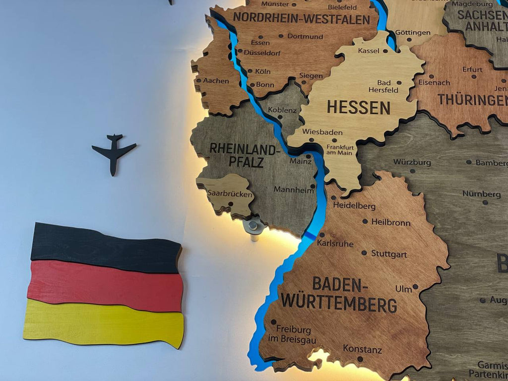 Acrylic Map of Germany with Rivers Warm Color — buy | FACTURA