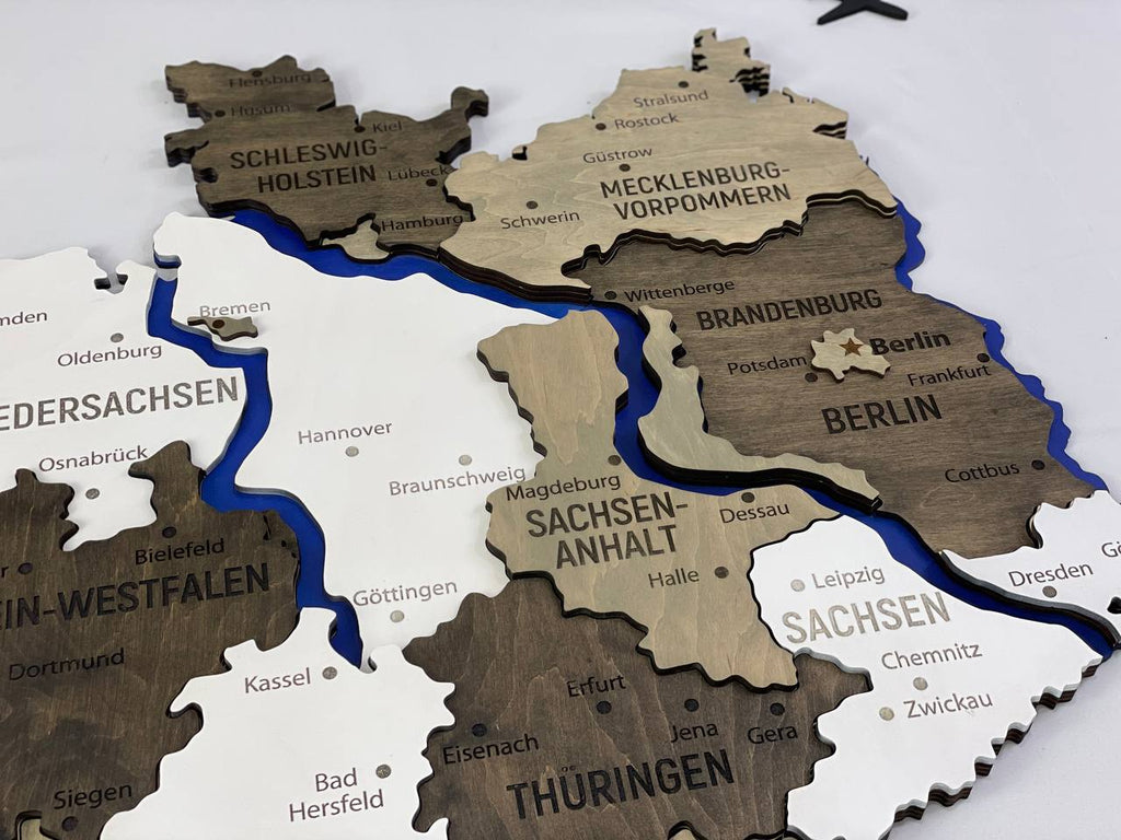 Map of Germany with Rivers Black&White Color — buy | FACTURA