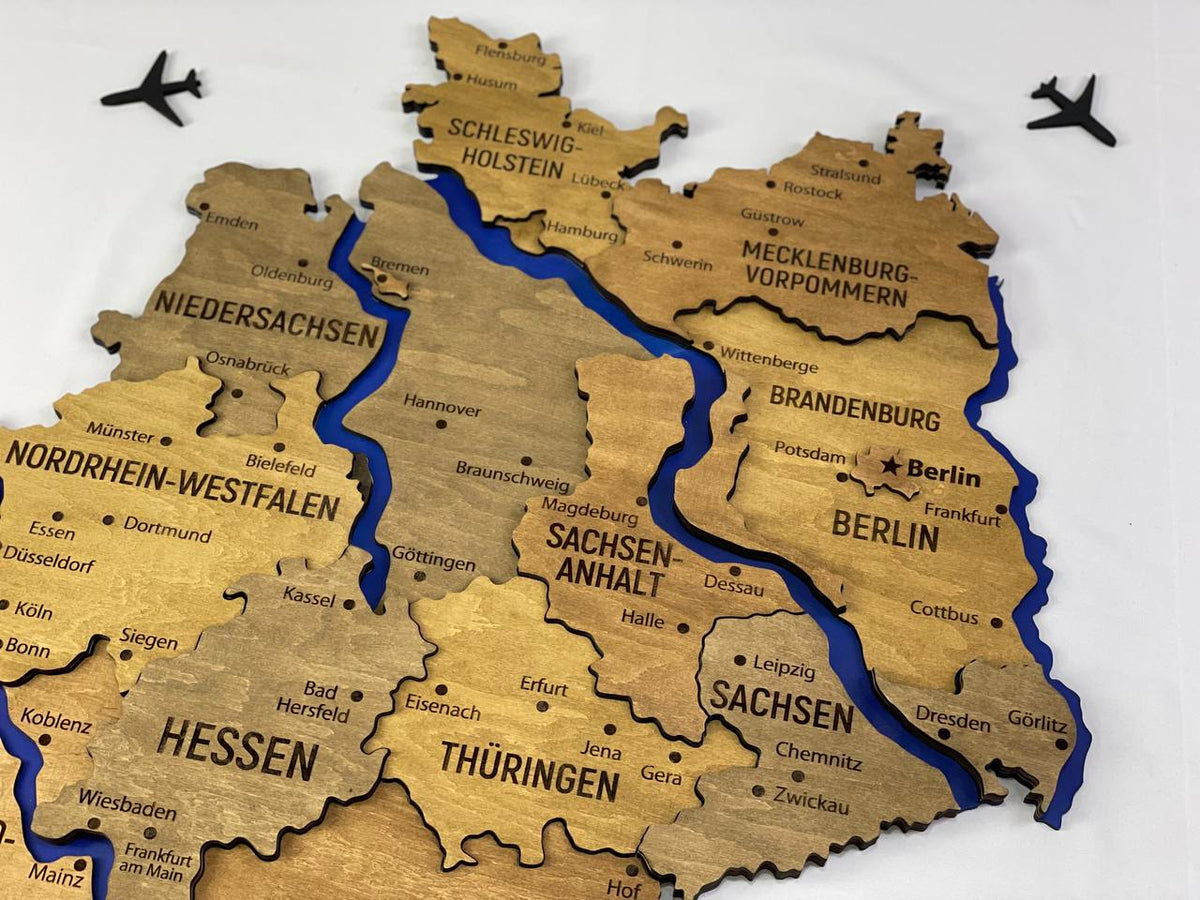 Map of Germany with Rivers Dark Nut Color — buy | FACTURA