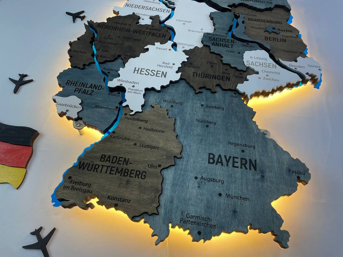Acrylic Map of Germany with Rivers Loft Color — buy | FACTURA
