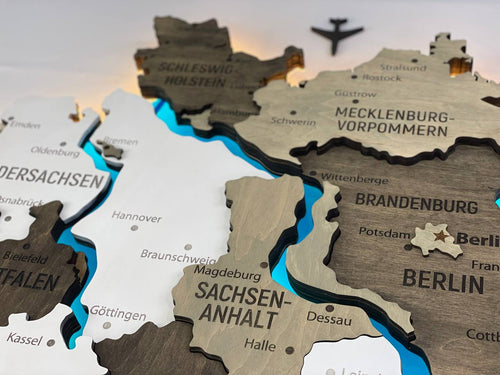 Acrylic Map of Germany with Rivers Black&White Color — buy | FACTURA