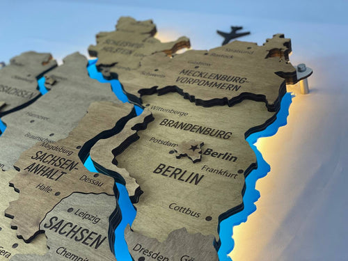 Acrylic Map of Germany with Rivers Dark Nut Color — buy | FACTURA