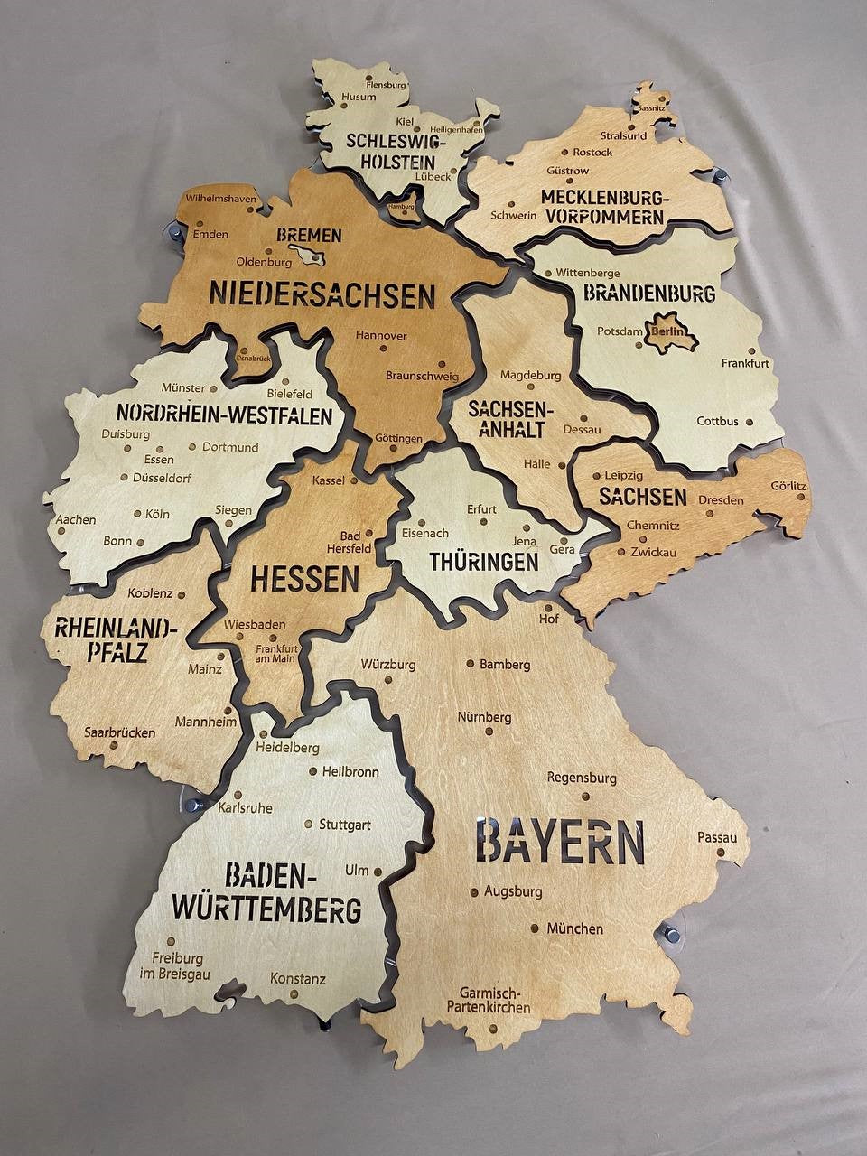 Germany LED map on acrylic glass with backlighting between regions color Bavaria — buy | FACTURA