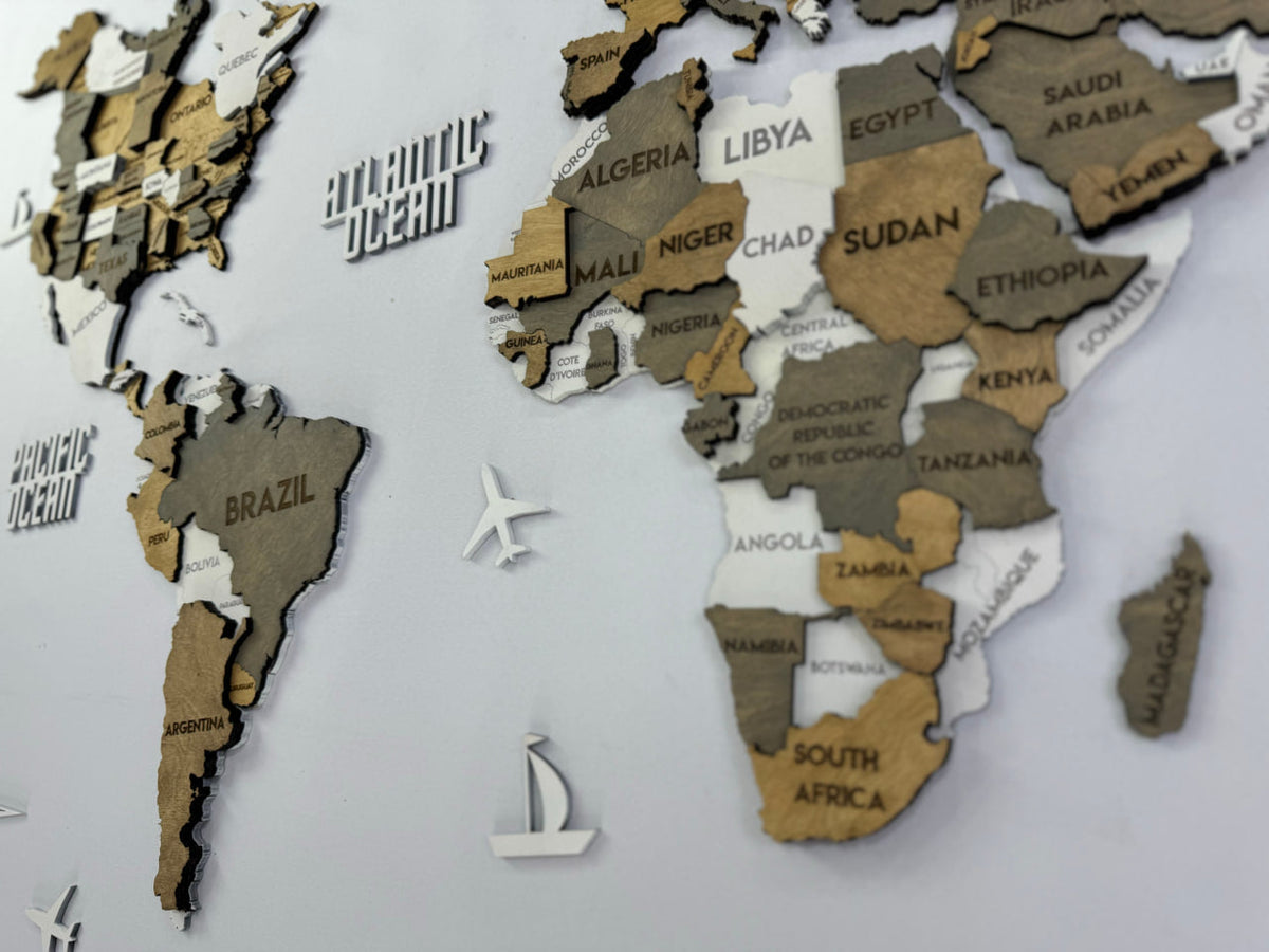 3D Wooden Multilayer world map color Miracle — buy | FACTURA