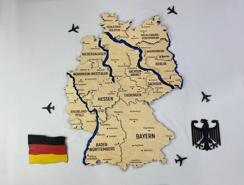 Map of Germany with Rivers Natural Color — buy | FACTURA