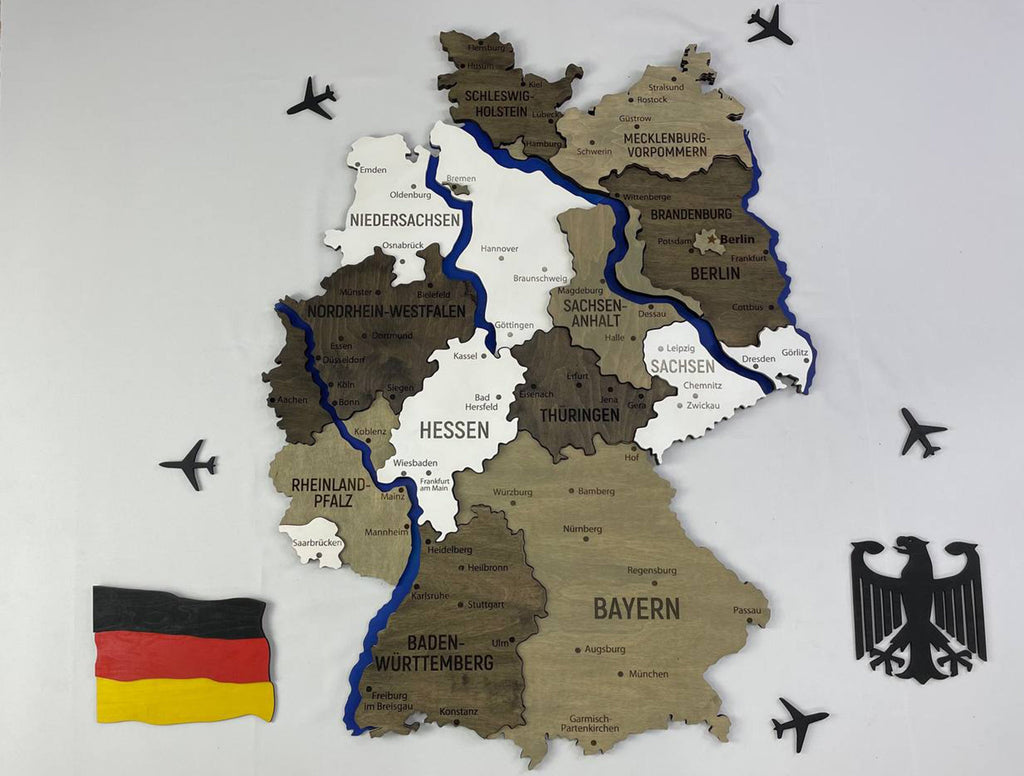 Map of Germany with Rivers Black&White Color — buy | FACTURA