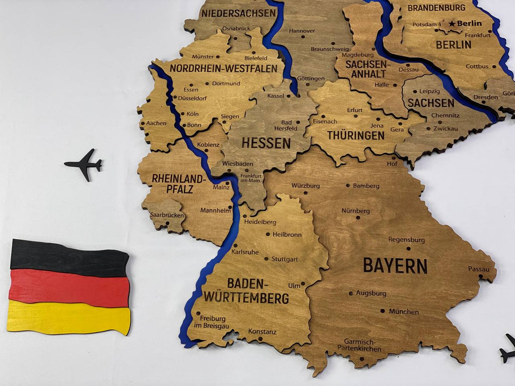 Map of Germany with Rivers Dark Nut Color — buy | FACTURA
