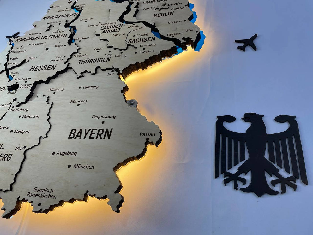 Acrylic Map of Germany with Rivers Natural Color — buy | FACTURA
