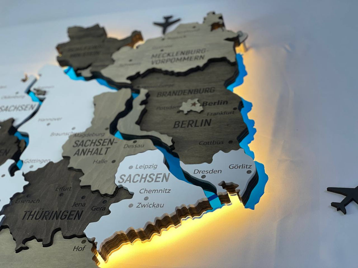 Acrylic Map of Germany with Rivers Black&White Color — buy | FACTURA