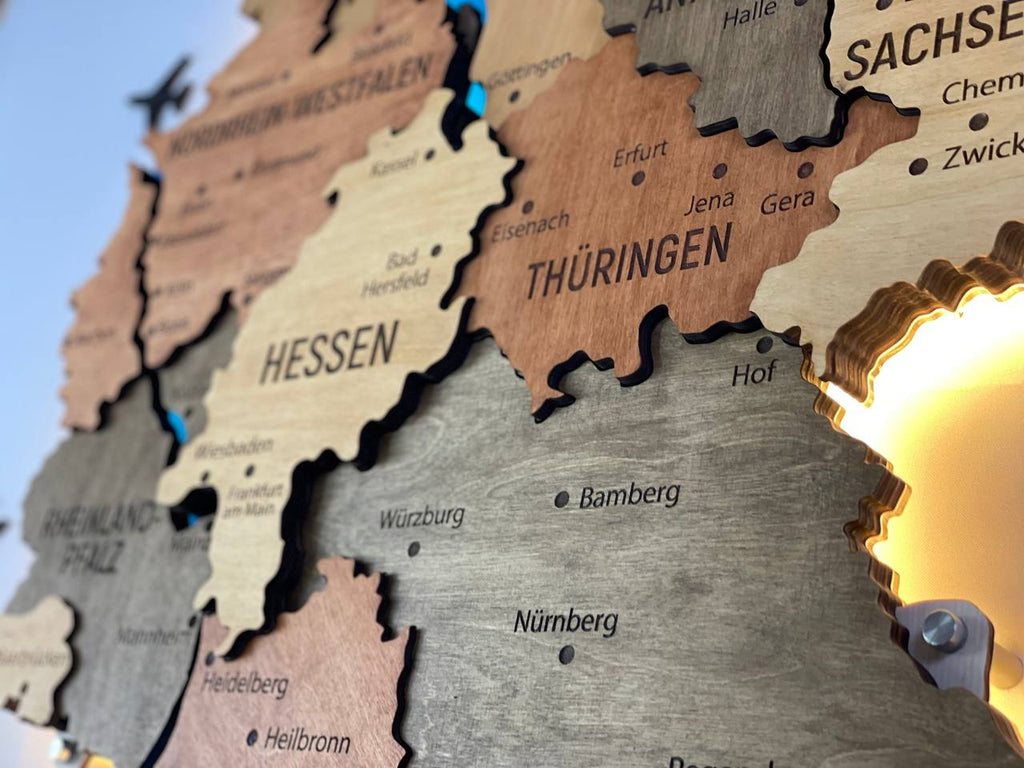 Acrylic Map of Germany with Rivers Warm Color — buy | FACTURA