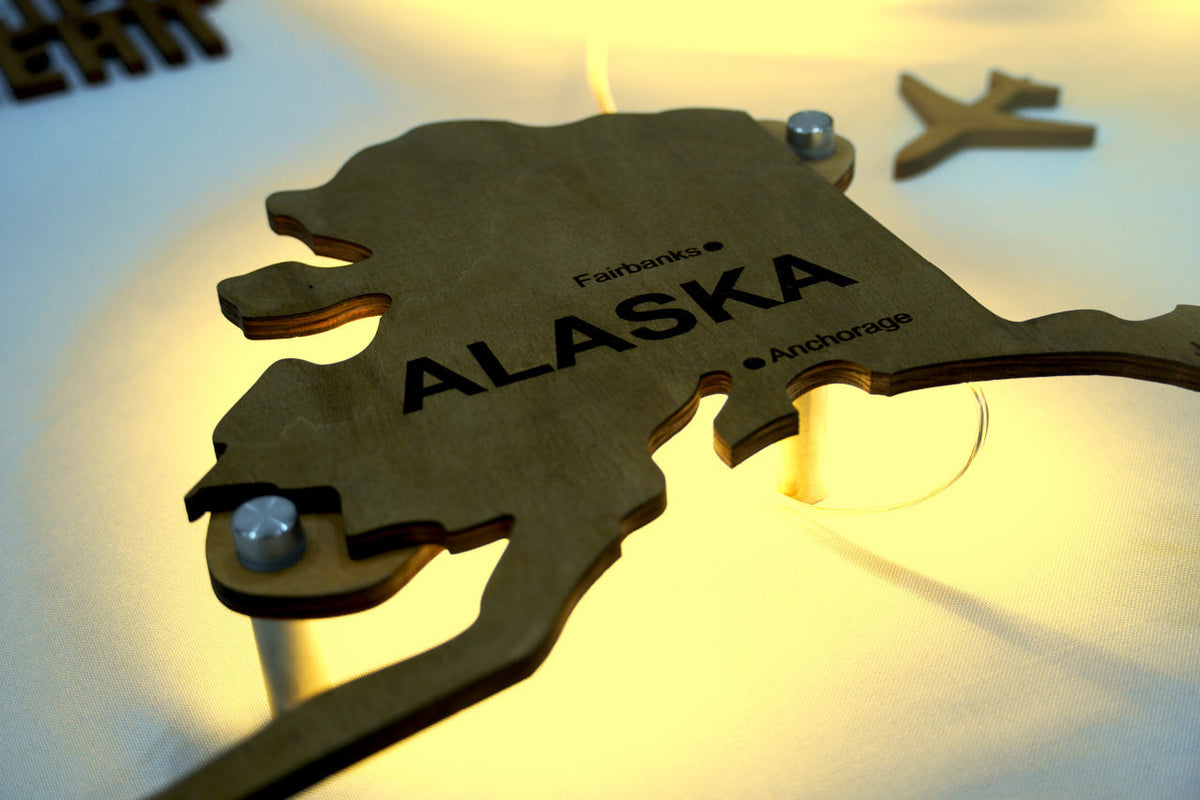 Wooden USA Map With LED – With Rivers, color Black&White — buy | FACTURA