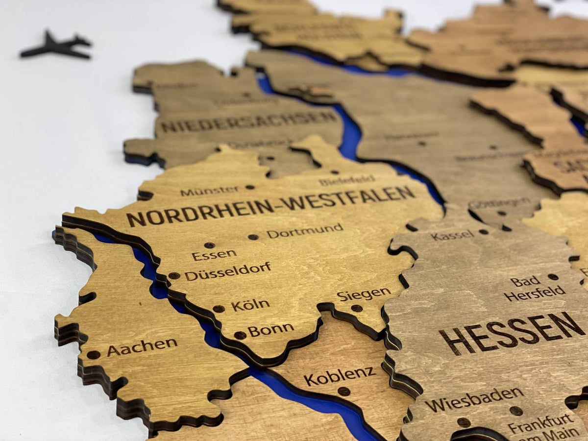 Map of Germany with Rivers Dark Nut Color — buy | FACTURA
