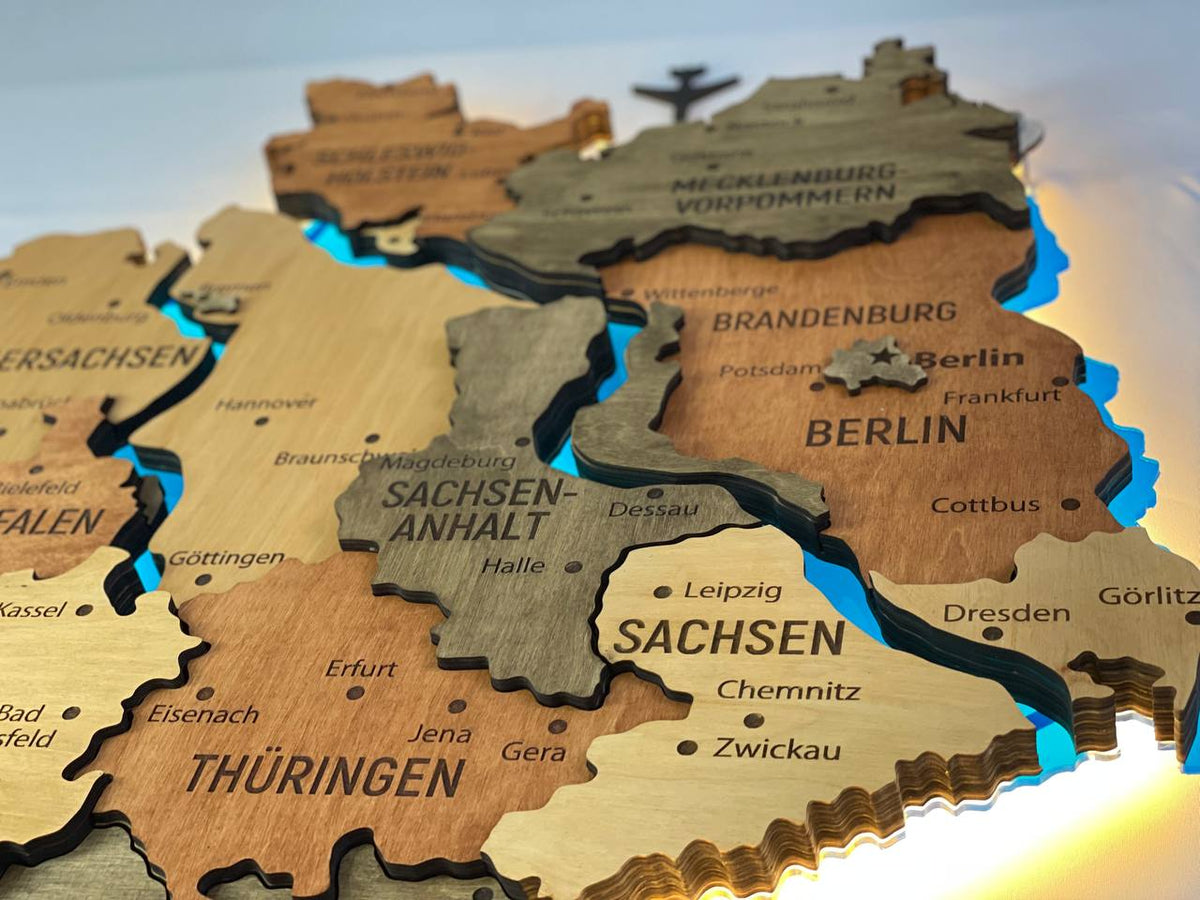 Acrylic Map of Germany with Rivers Warm Color — buy | FACTURA