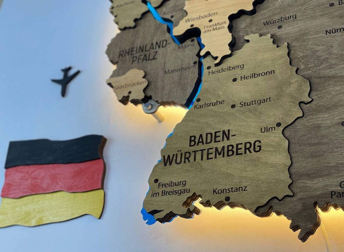 Acrylic Map of Germany with Rivers Elis Color — buy | FACTURA