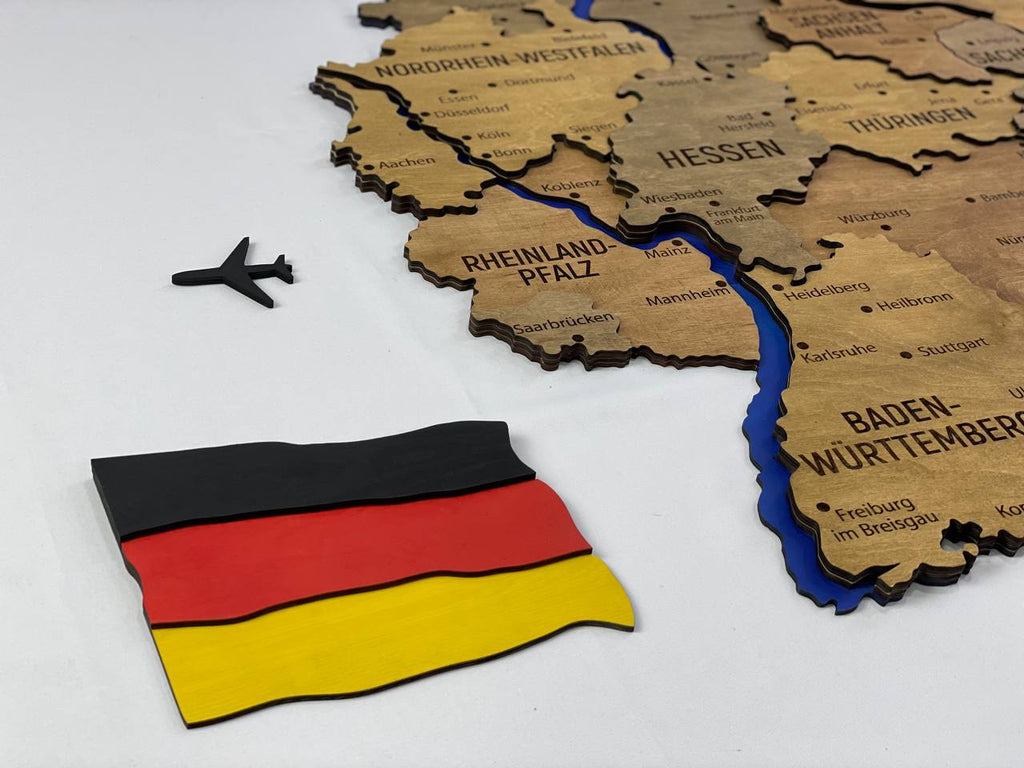Map of Germany with Rivers Dark Nut Color — buy | FACTURA