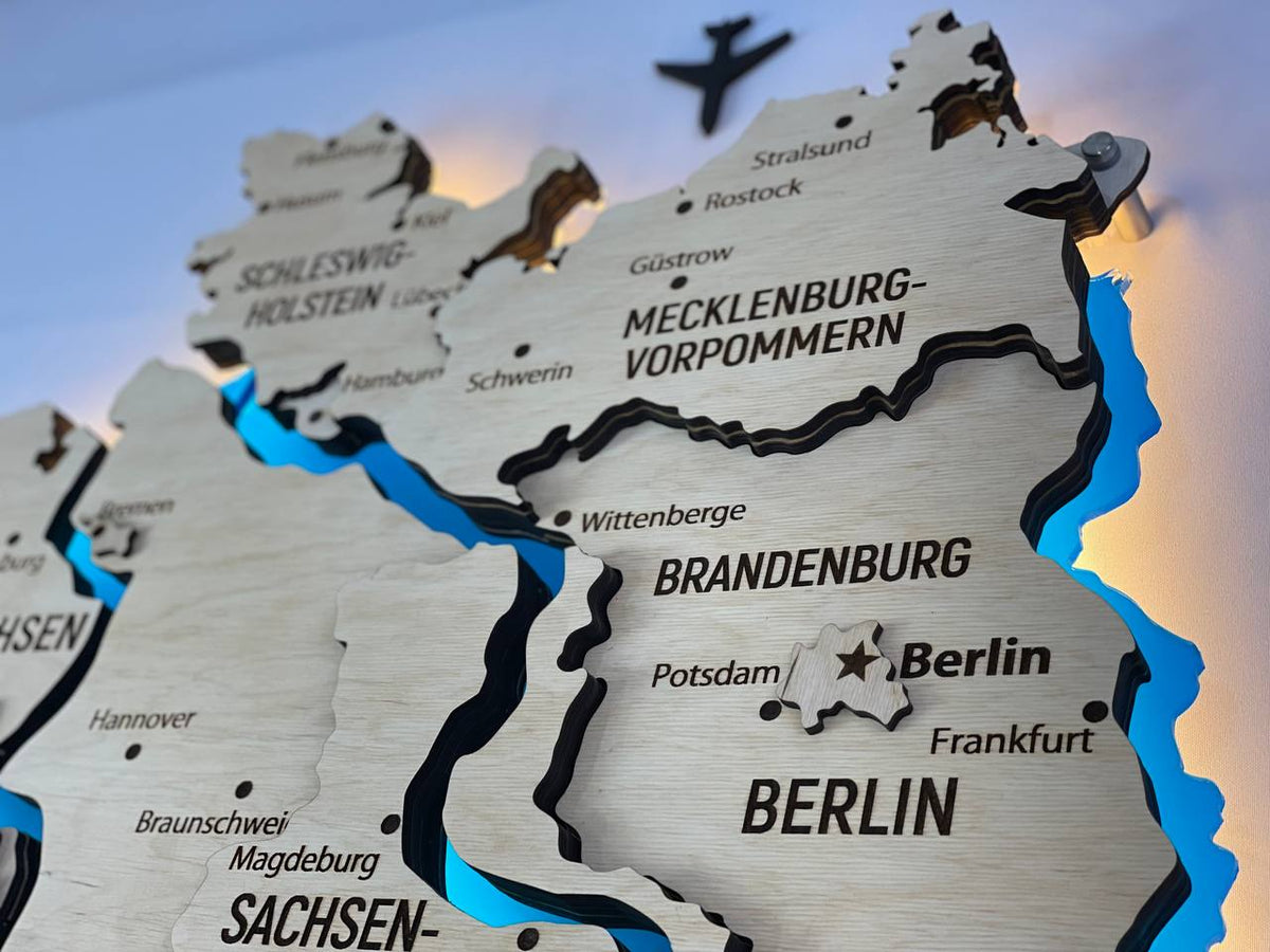 Acrylic Map of Germany with Rivers Natural Color — buy | FACTURA