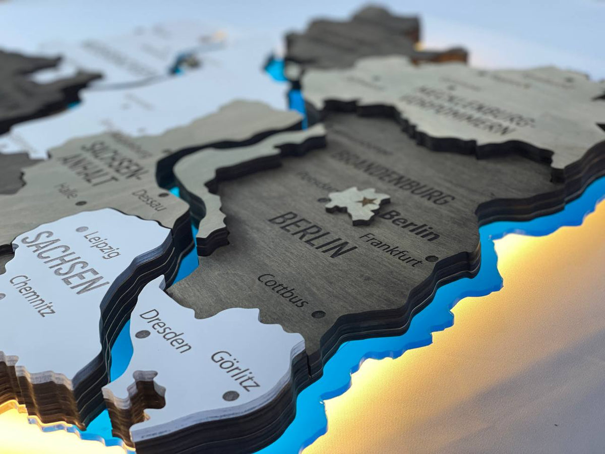 Acrylic Map of Germany with Rivers Black&White Color — buy | FACTURA