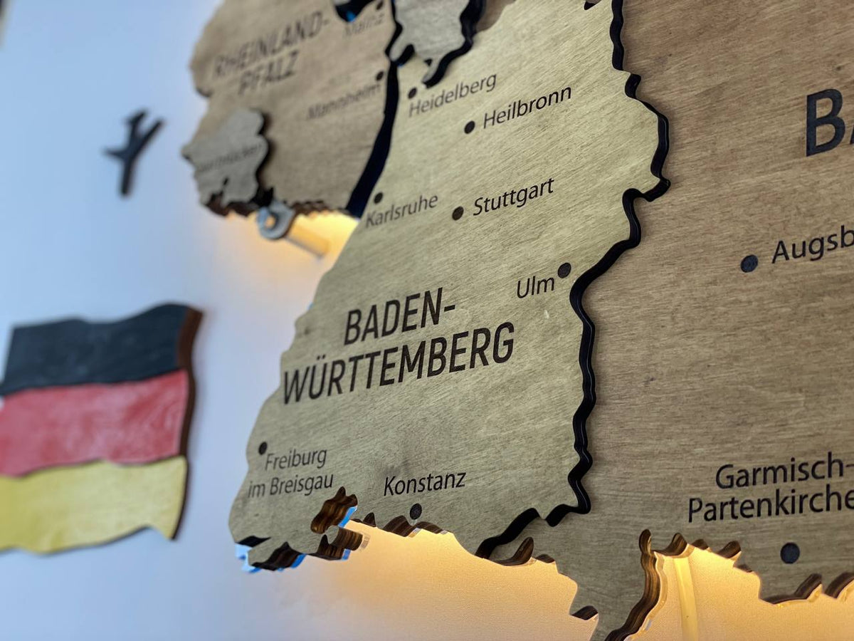 Acrylic Map of Germany with Rivers Dark Nut Color — buy | FACTURA