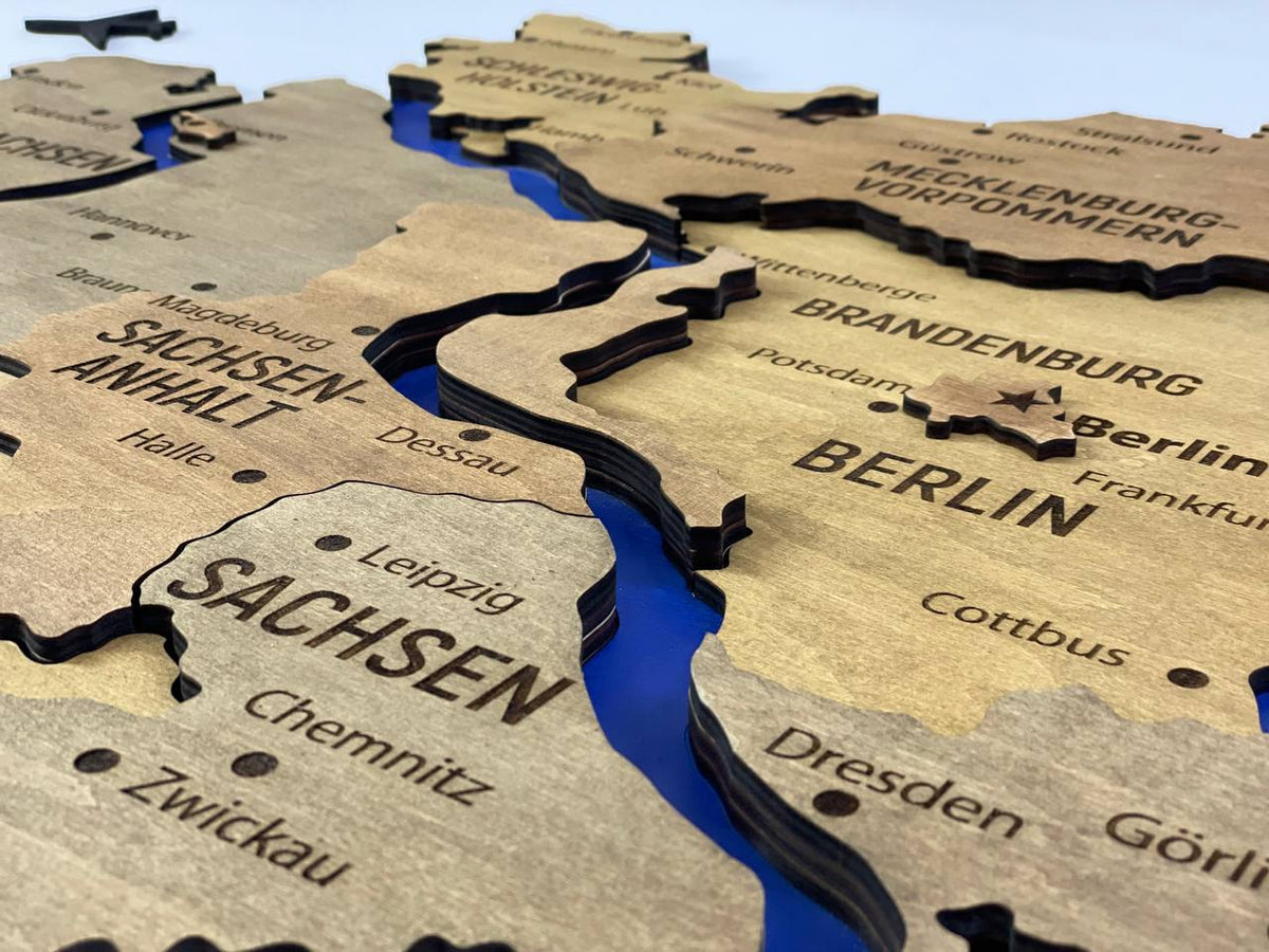 Map of Germany with Rivers Dark Nut Color — buy | FACTURA