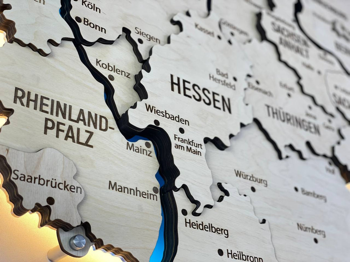 Acrylic Map of Germany with Rivers Natural Color — buy | FACTURA