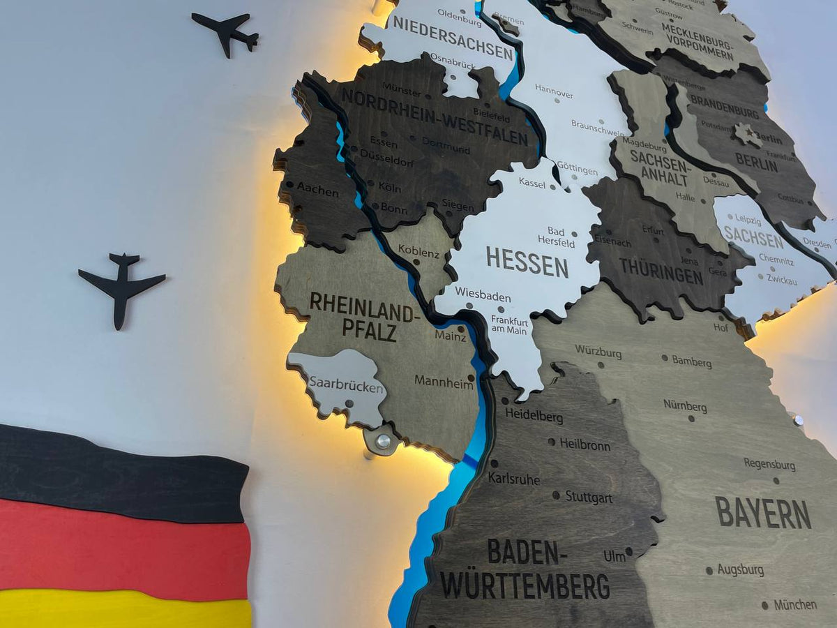 Acrylic Map of Germany with Rivers Black&White Color — buy | FACTURA