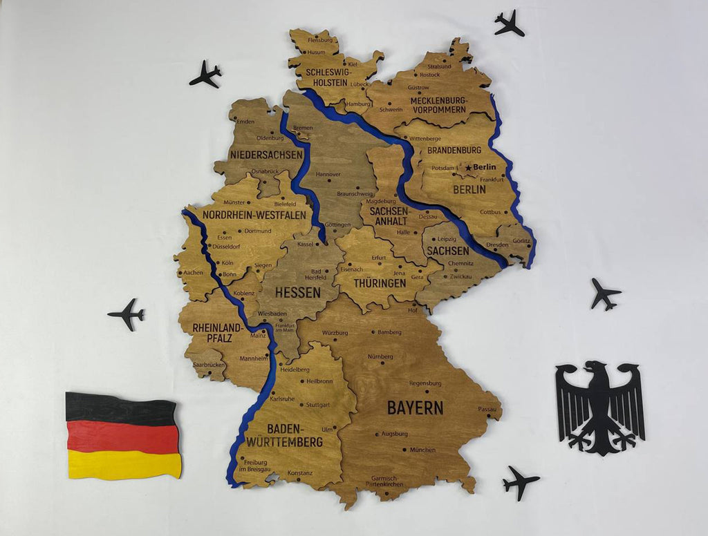 Map of Germany with Rivers Dark Nut Color — buy | FACTURA