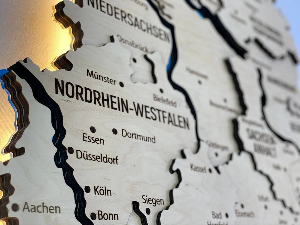 Acrylic Map of Germany with Rivers Natural Color — buy | FACTURA