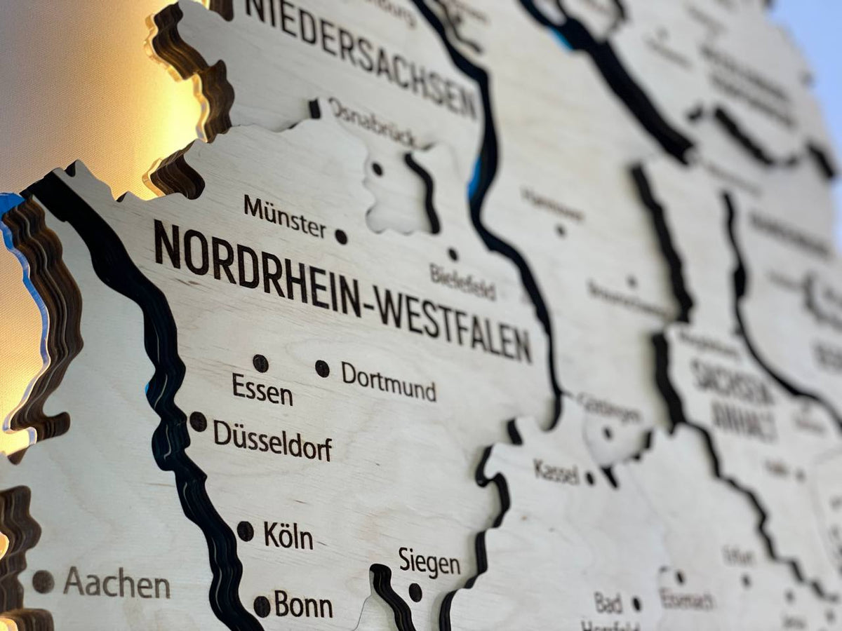 Acrylic Map of Germany with Rivers Natural Color — buy | FACTURA