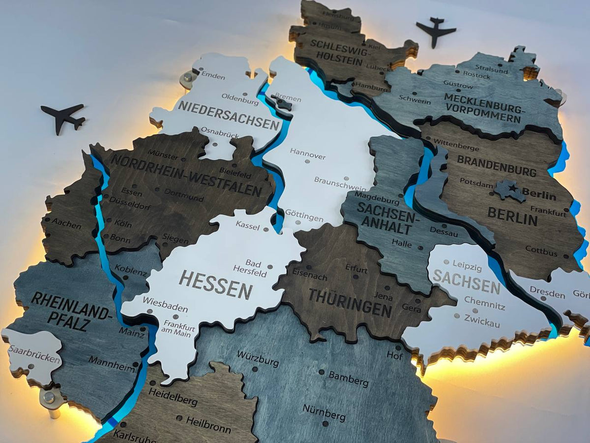 Acrylic Map of Germany with Rivers Loft Color — buy | FACTURA