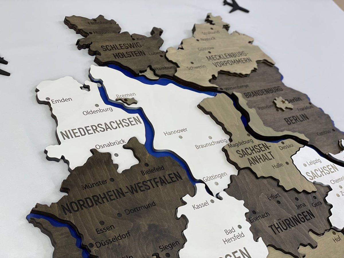 Map of Germany with Rivers Black&White Color — buy | FACTURA