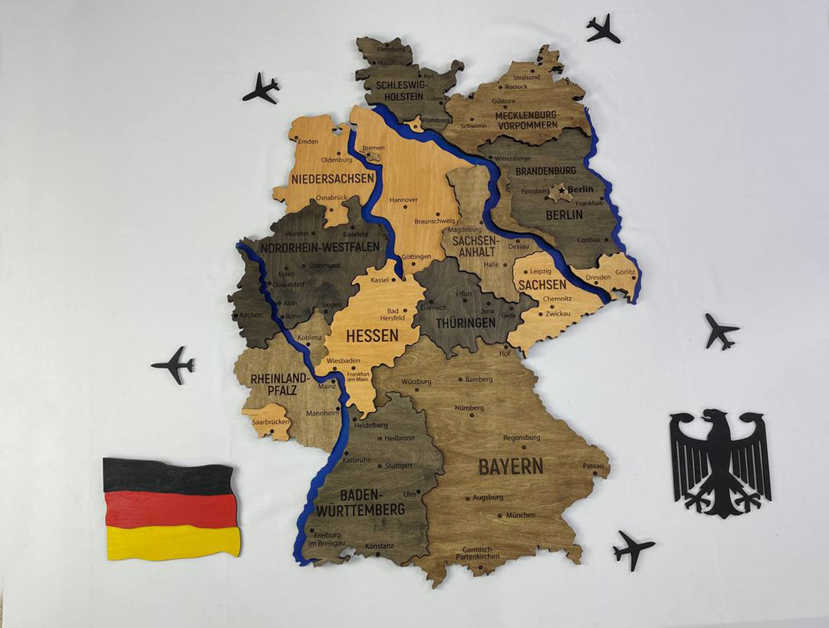 Map of Germany with Rivers Brute Color — buy | FACTURA