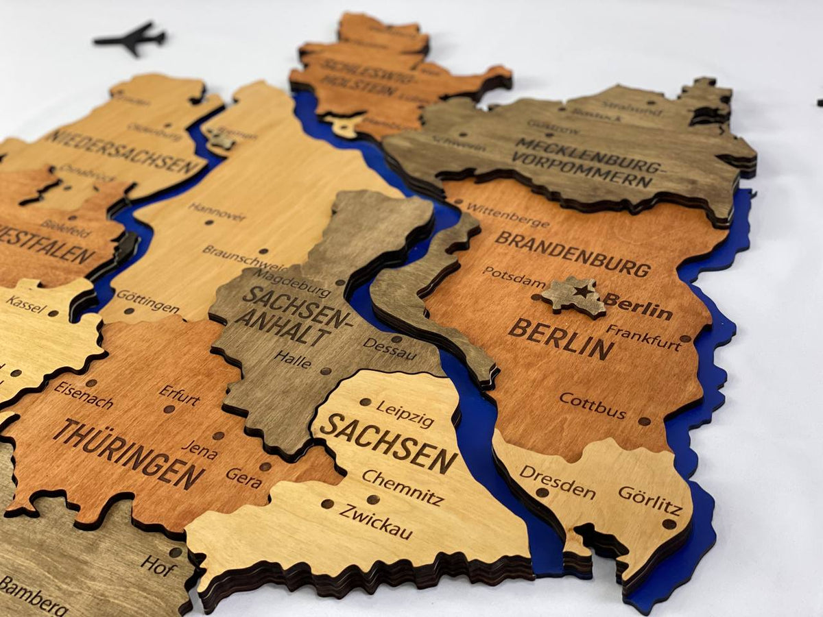 Map of Germany with Rivers Warm Color — buy | FACTURA