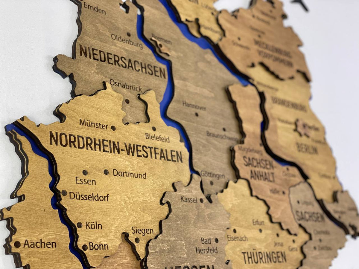 Map of Germany with Rivers Dark Nut Color — buy | FACTURA