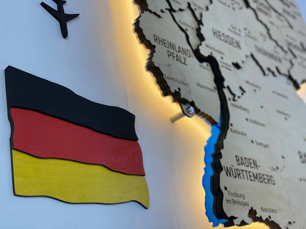 Acrylic Map of Germany with Rivers Natural Color — buy | FACTURA