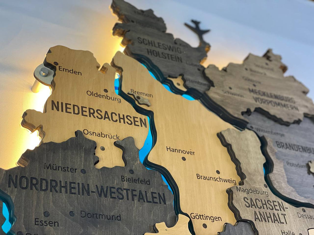 Acrylic Map of Germany with Rivers Brute Color — buy | FACTURA