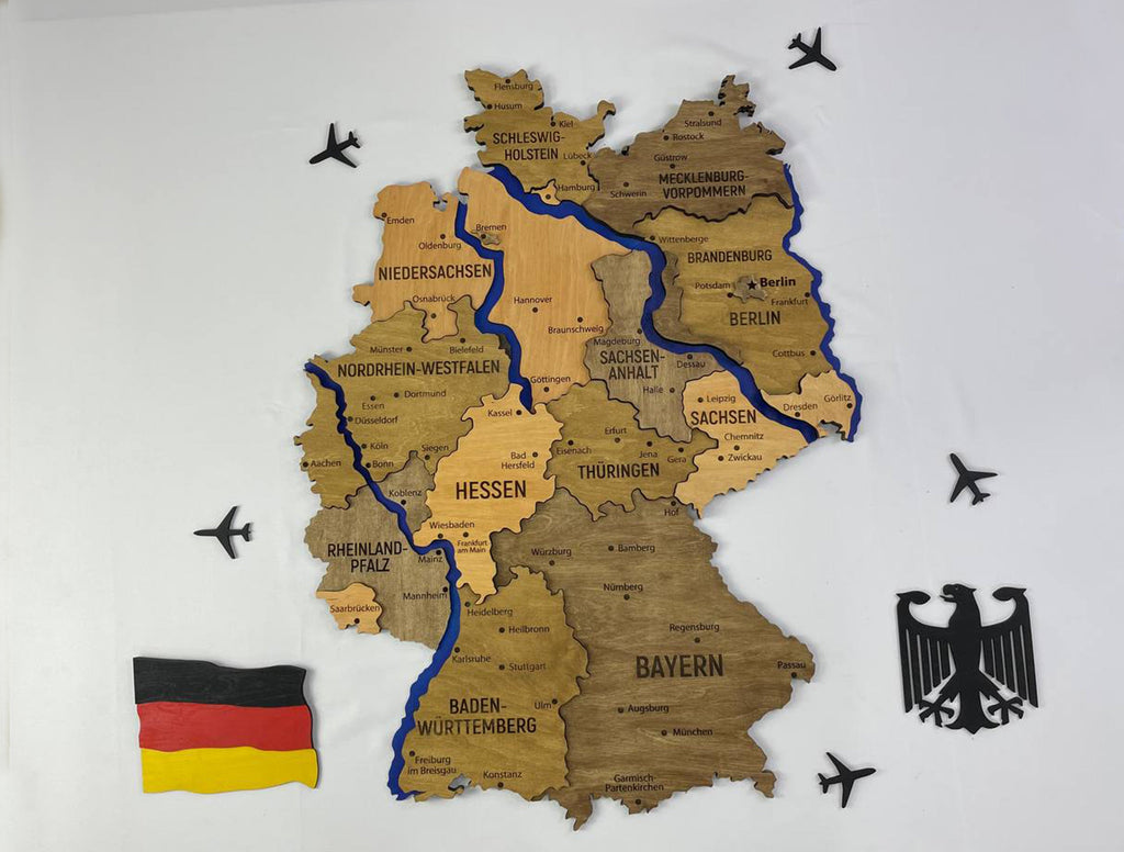 Map of Germany with Rivers Elis Color — buy | FACTURA