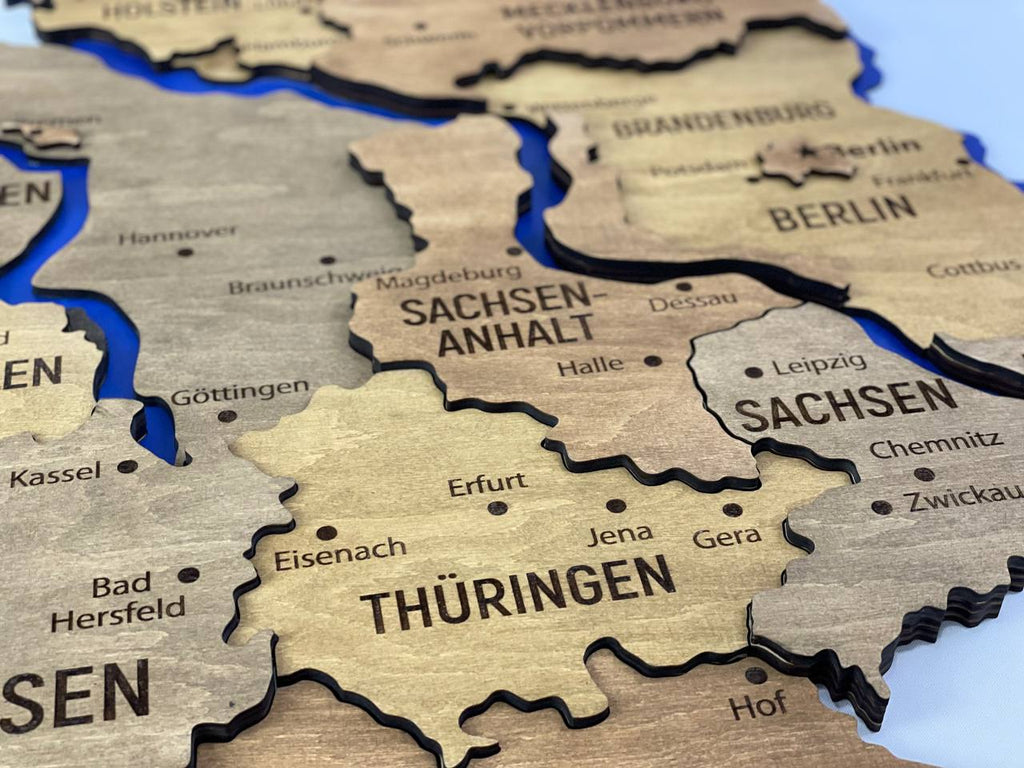 Map of Germany with Rivers Dark Nut Color — buy | FACTURA