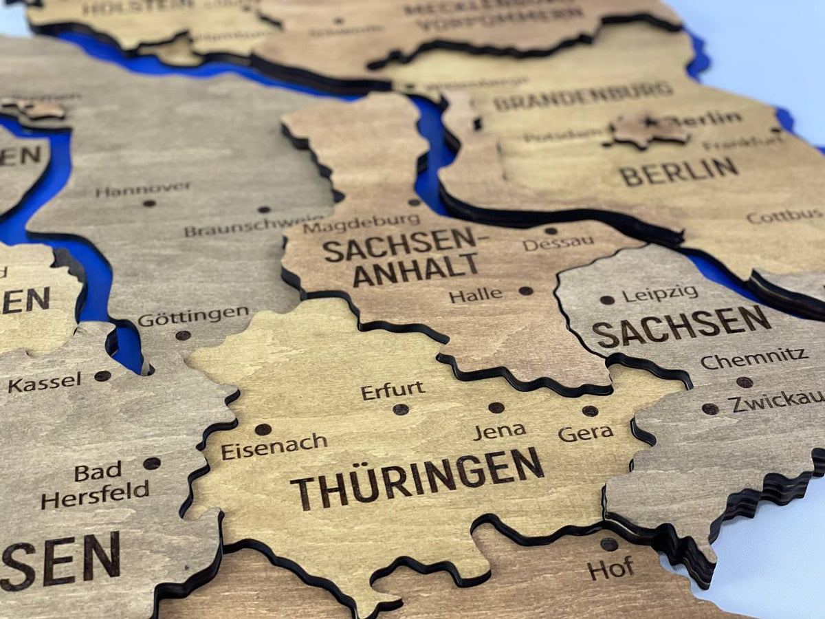 Map of Germany with Rivers Dark Nut Color — buy | FACTURA