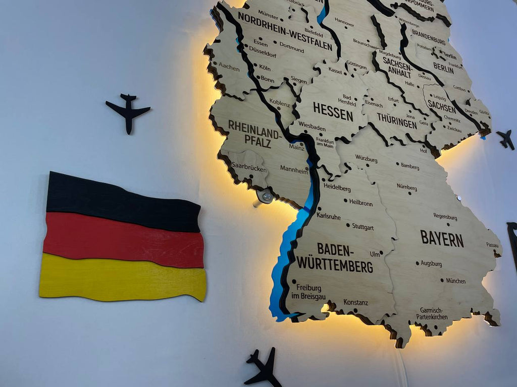 Acrylic Map of Germany with Rivers Natural Color — buy | FACTURA