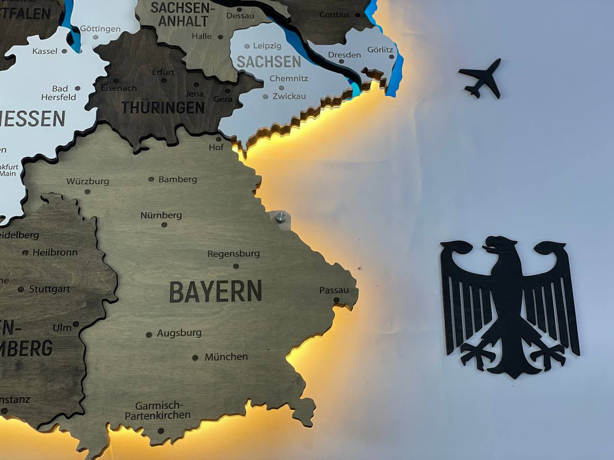 Acrylic Map of Germany with Rivers Black&White Color — buy | FACTURA