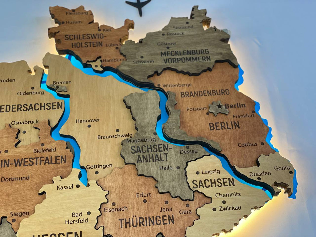 Acrylic Map of Germany with Rivers Warm Color — buy | FACTURA