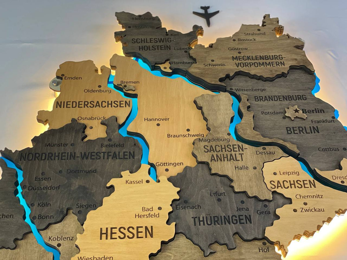 Acrylic Map of Germany with Rivers Brute Color — buy | FACTURA